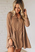 Lace Trim Peter Pan Collar Button Front Mini Dress